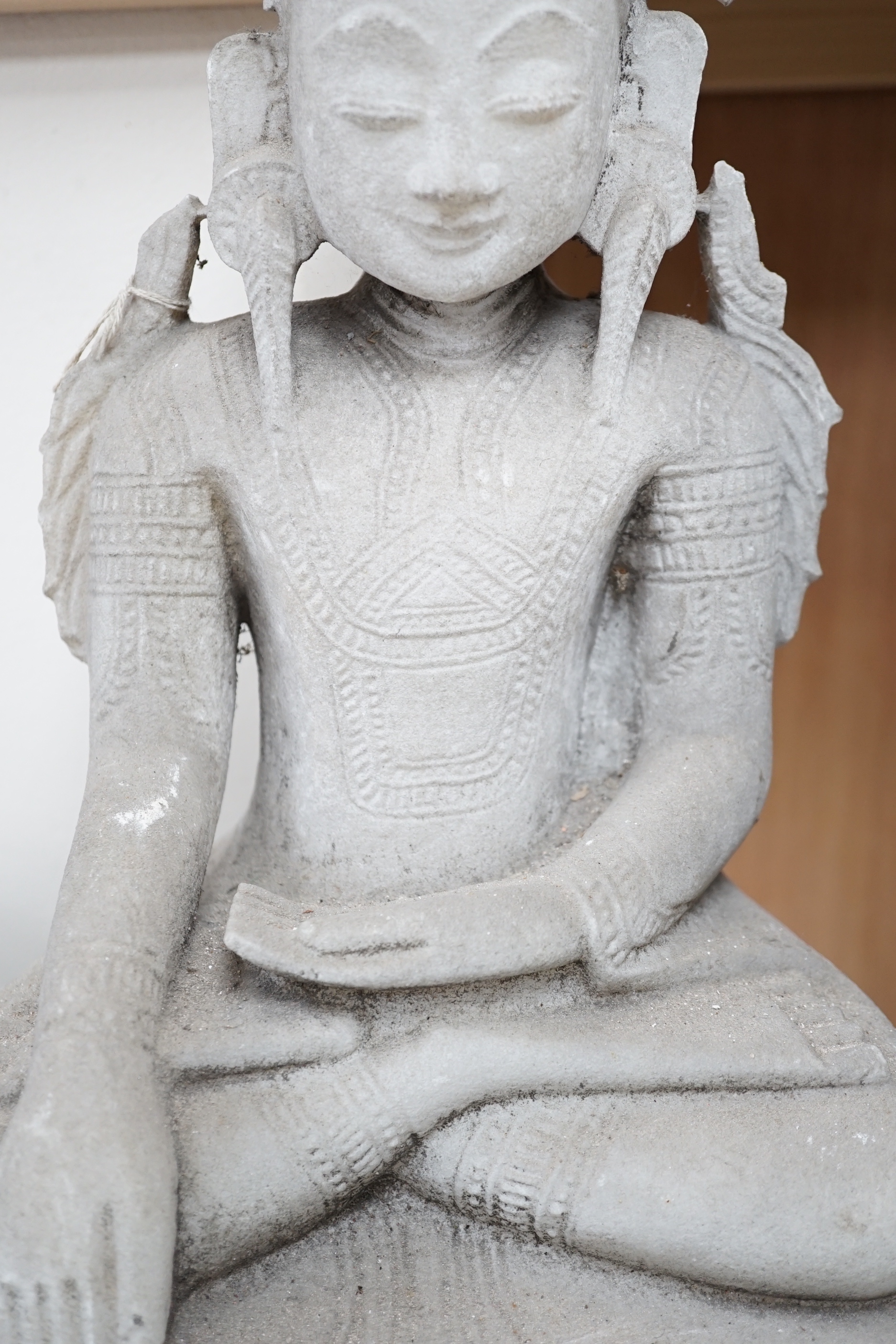 A Burmese carved alabaster figure of Buddha, 48cm tall